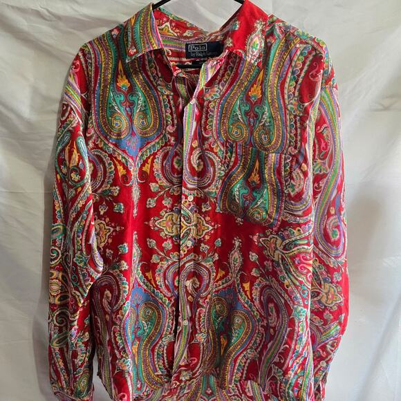 Ralph Lauren Other - Polo Ralph Lauren Mens Silk Paisley Button Down Shirt Red Multicolor Large